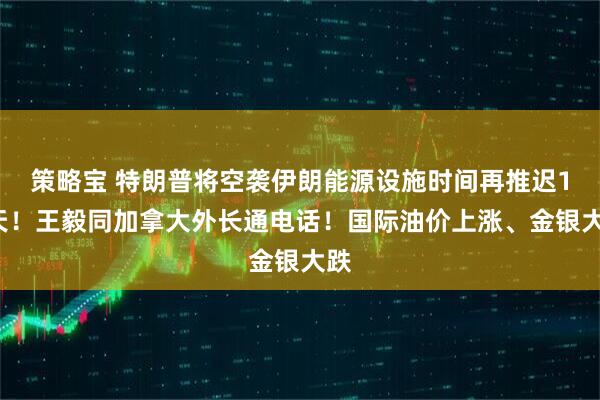 策略宝 特朗普将空袭伊朗能源设施时间再推迟10天！王毅同加拿大外长通电话！国际油价上涨、金银大跌